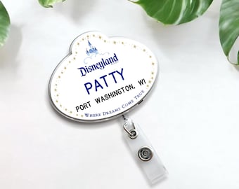 Carrete de credencial personalizado para miembros de los parques de Disneyland 1955, credencial personalizada "Donde los sueños se hacen realidad", porta credencial retráctil, viaje a Disney 2026