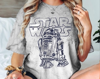 Vintage R2-D2 Astromech Droid Comfort Color Blast T-shirt, Retro Disney Star Wars Tee, Hollywood Studio, Disneyland Galaxy's Edge Trip