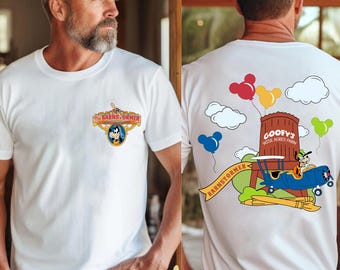Camiseta de doble cara de Disney Goofy Barnstormer, camiseta con el logo de la atracción Toontown de Mickey, camiseta de la granja Wise Acres de Goofy, conjuntos para un viaje familiar a Disneyland