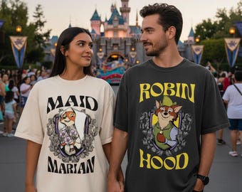 Retro Disney Robin Hood And Maid Marian Couple Comfort Colors Shirt, Gift For Him Her, Valentine Day Gift, Disneyland Family Matching