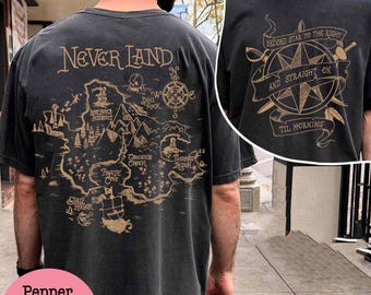 Two Sided Vintage Fantasy Island Map Shirt, Retro Pirate Adventure Graphic Tee, Storybook Explorer T-Shirt, Gift for Fantasy Lovers