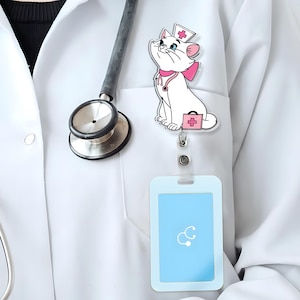 Custom  Nurse The Aristocats Marie Cat Badge Reel, Personalized Badge, Retractable ID Badge Holder, Gift For Nurse,  Trip