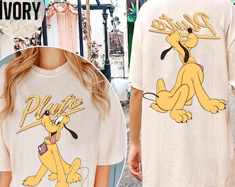 Two Sided Vintage Pluto T-shirt, 90s Disney Pluto The Dog Double Sided Tee, Classic Disney Cartoon Shirt, Disneyland Family Trip Matching