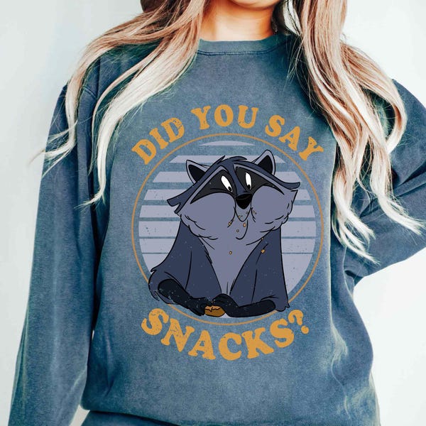 Camiseta de Disney Pocahontas Meeko Raccoon, camiseta con frase "¿Dijiste que eras un bocadillo?", divertida camiseta con gráficos de animales de Disney, vacaciones familiares en Disneyland 2026