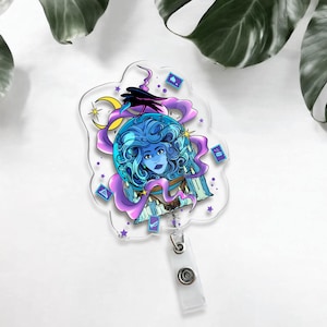 Vintage Disney Madame Leota Badge Reel, The Haunted Mansion Halloween Badge, Spooky Season, Nurse Badge Clip, Retractable ID Badge Holder