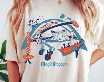 Disney Tomorrowland T-Shirt, Magic Kingdom Space Mountain Ride Tee, Retro Tron PeopleMover Shirt, Disneyland 2026 Family Trip Matching