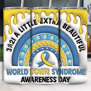 World Down Syndrome Awareness Day, Yellow Blue Tumbler Wrap, Digital PNG Download, Inclusive Design, Positive Message, Tumbler Design File