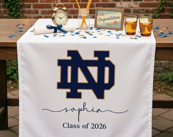 Custom Name & Logo Graduation Table Runner, Personalized Class of 2026 Grad Sign, College Graduation Party Table Decor, Graduation Tapestry
