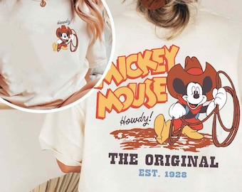Two Sided Disney Mickey Mouse Cowboy The Original Shirt, Howdy T-shirt, Western Mickey Tee, Disneyland Family Matching, Disney Trip 2026