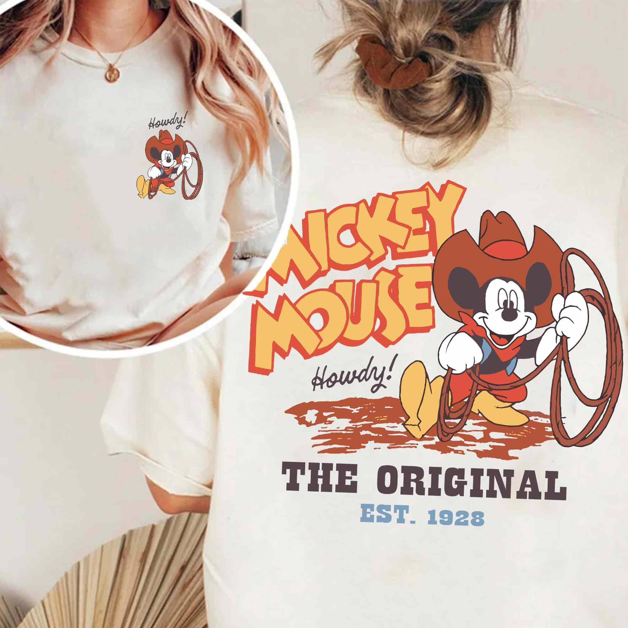 Two Sided Disney Mickey Mouse Cowboy the Original Shirt, Howdy T