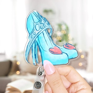 Disney Cinderella Slipper Graphic Badge Reel, Cinderella Badge, Retractable ID Badge Holder, Gift For Nurse, WDW Disneyland Trip 2025