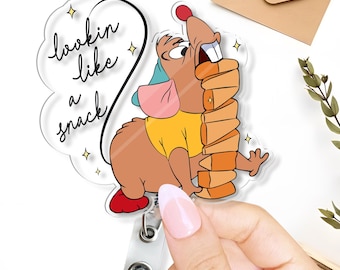 Cute Gus Mouse Looking Like A Snack Badge Reel, Disney Cinderella Badge, Retractable ID Badge Holder, Gift For Nurse, Disneyland Trip 2026