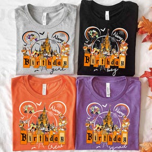 Custom Disney Halloween Birthday Shirt, Mickey and Friends Halloween T-shirt, Personalized Disneyland Halloween Family, Birthday Boy Girl