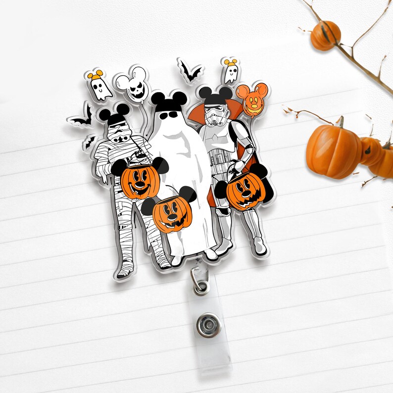 Vintage Disney Star Wars Stormtrooper Badge Reel, Mummy Ghost Halloween