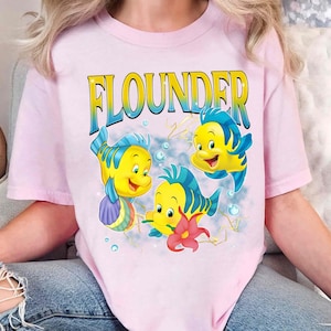 Vintage Disney Flounder Fish Shirt, The Little Mermaid Characters T-shirt, Group Portrait Tee, Disneyland Family Matching, Disney Trip 2024