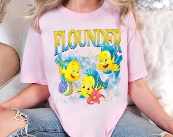 Vintage Disney Flounder Fish Shirt, The Little Mermaid Characters T-shirt, Group Portrait Tee, Disneyland Family Matching, Disney Trip 2026