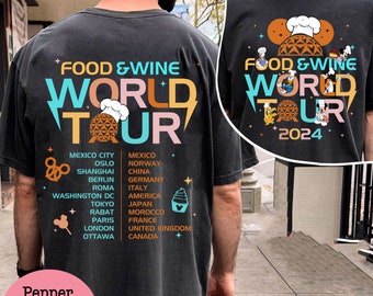 Two Sided Mickey Chef And Friends Food & Wine World Tour Comfort Colors Shirt, Disney Epcot World Tour, Disneyworld Family Trip 2026