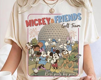 Retro Mickey and Friends Golf Team Shirt, Disney Epcot Golfing Club Dad Tee, Best Pals By Par Gift, Disneyland Trip, Golf Lover Outfit