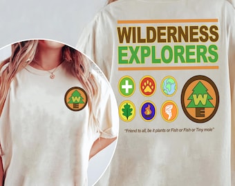 Two Sided Outdoor Adventure Club Shirt, Retro Nature Badge Graphic Tee, Camping Hiking T-Shirt, Gift for National Park Lovers