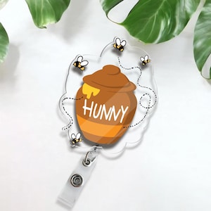 Disney Winnie The Pooh Hunny Pot Badge Reel, Disney Bear Badge, Retractable ID Badge Holder, Gift For Nurse, Disneyland Family Trip 2024
