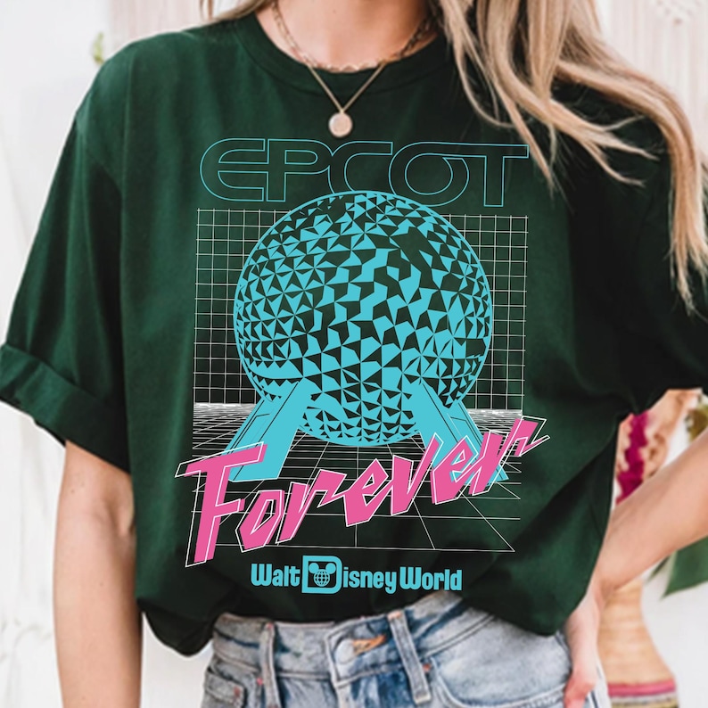 Retro Disney Epcot Forever Gridded Pattern Shirt, Spaceship Earth Tee, Walt Disney World Attractions Shirt, Disneyland Family Trip Outfit afbeelding 6