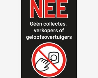 Geen collecte sticker - "Nee, geen collecte, verkopers of geloofsovertuigers sticker"