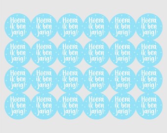 Stickers de fermeture Hourra c'est mon anniversaire bleu