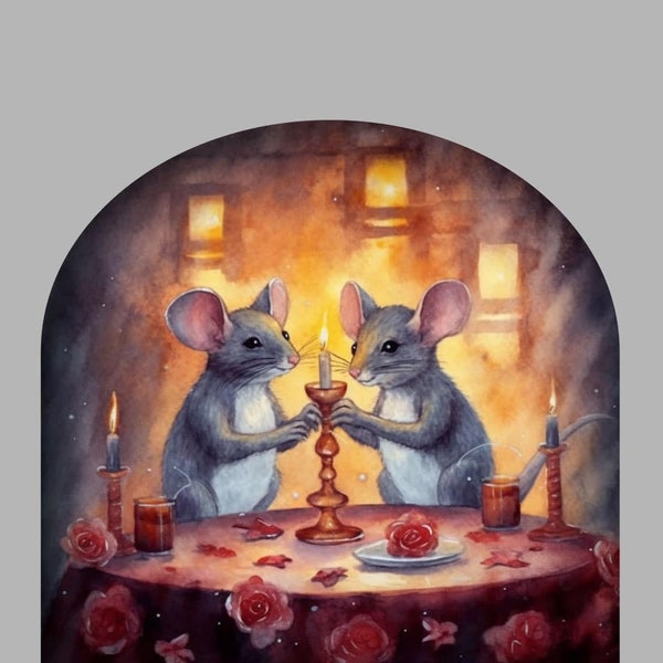 Muursticker muizen romantisch diner