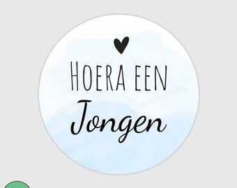 Sluitstickers hoera een jongen - 24 stuks