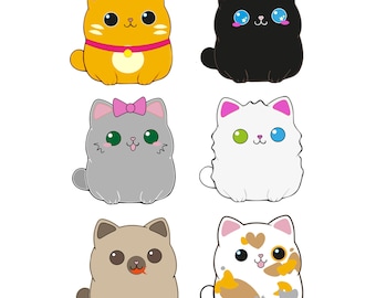 Cute kitten sticker set - 6 pieces