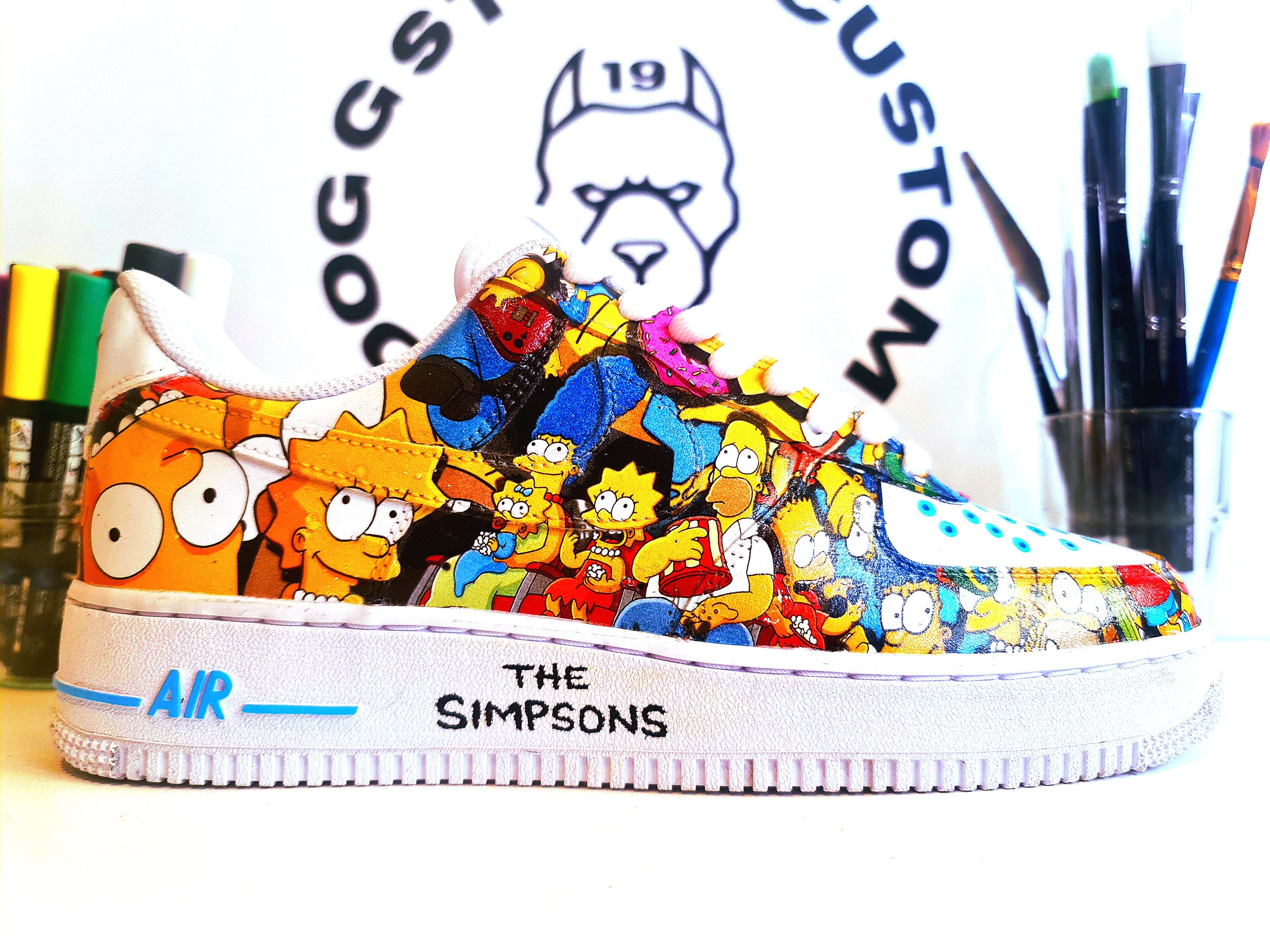 The Simpsons Nike Air Force 1 Donut Custom Shoes Hand Painted