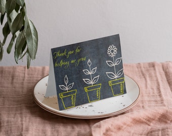 Danke Lehrer-Karte | Helfe mir beim Anbau einer Pflanzenvorlage (Canva-Vorlage)