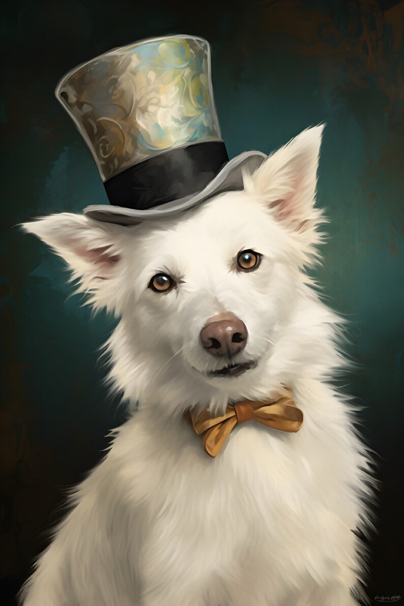 Funny Dog Painting PRINTABLE Cute Dog in Clothes Pet Etsy