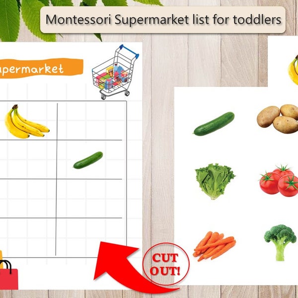 Montessori Supermarkt Einkaufsliste für Kleinkinder