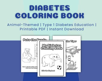 Libro de actividades y colorear sobre la diabetes para niños / Con temática de animales / Educación sobre la diabetes tipo 1 / PDF imprimible / Descarga instantánea