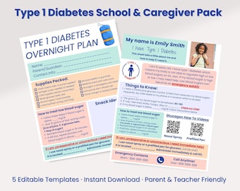 Pacote para impressão para escola e cuidador de diabetes tipo 1