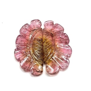 Pink Tourmaline Flower Designer Shape Carving, Natural Hand Carved Tourmaline Gemstone, Floral Crystal Sculpture, Collector Gift