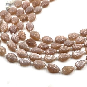 Peach Moonstone Carved Leaf Shape Beads, Peach Moonstone Carved Leaf Beads, Moonstone Carving Beads, Smooth Moonstone Briolette Beads