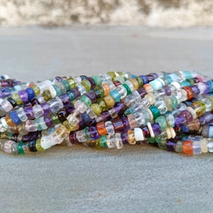 AAA Multi Disco Edelsteen Gladde Heishi Band Kralen, Multi Edelsteen Handgemaakte Kralen, 4-6 mm Multi Disco Vrouwen Sieraden Maken Kralen 13" Strand