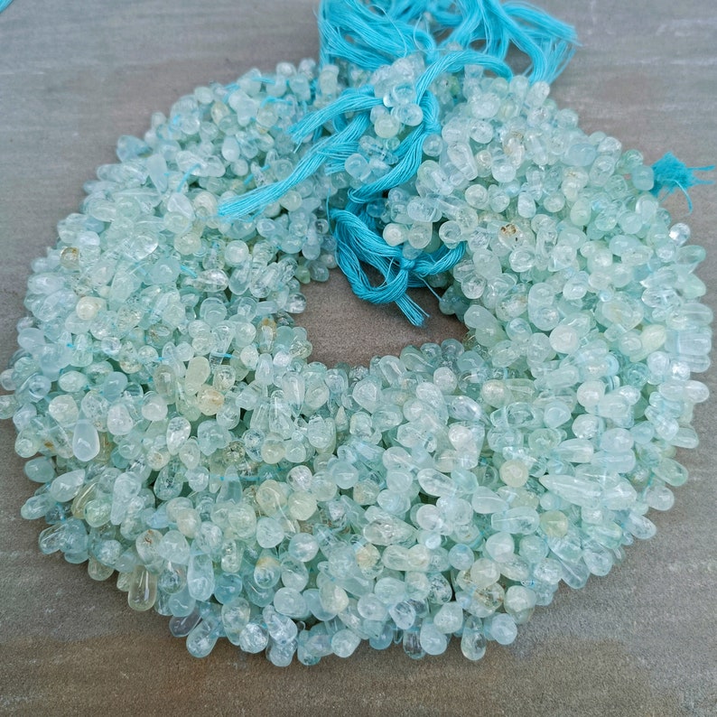 Aquamarine Smooth Drop Beads, AAA Aquamarine Smooth Drops Shape Beads Aquamarine Beads Aquamarine Drops Beads, Aquamarine Teardrop, 13 Inch image 4