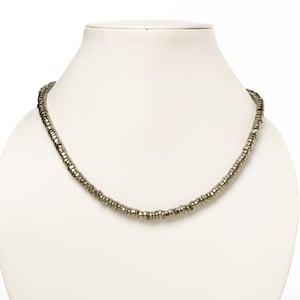 Pyrite Smooth Tyre Beads Necklace, AAA Pyrite Beaded Necklace, Pyrite Jewelry, Pyrite Gemstone Necklace for Women, Birthday Gift for Her