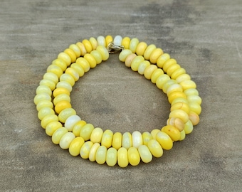 Yellow Opal Beaded Necklace, Opal Gemstone Smooth rondelle beads Necklace, Yellow Candy Opal Beads Necklace, Opal Jewelry, Women Gift, Sale