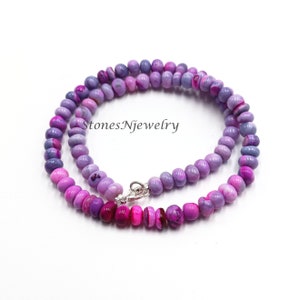 Purple Shaded Opal Beads Necklace, Opal Smooth Rondelle Beads Necklace, Opal Jewelry, Shaded Purple Opal Necklace,Anniversary Gift For Her
