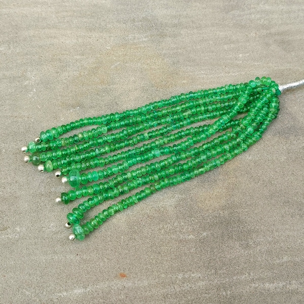 AAA+ Emerald Smooth Rondelle Beads, 2-3MM Zambia Emerald Rondelle Beads Zambia wholesale Gemstone Emerald Beads, 3.5" Emerald Strand, Sale