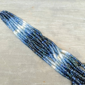 Blue Sapphire Faceted Rondelle Bead 3-4mm, Blue Sapphire Beads, Precious Gemstone Beads, AAA 16 inch Blue Sapphire Gemstone Wholesale Beads