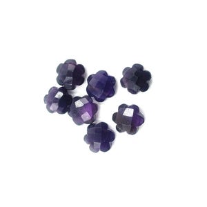 Amethyst Flower Beads: Faceted Purple Gemstone Carvings, 10mm