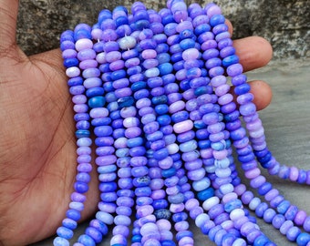 AAA Shaded Bright Purple Blue Opal Smooth Rondelle Beads,Purple Lavender Opal Plain Handmade Gemstone Bead,Handmade Opal Bead Jewelry Crafts