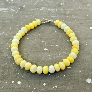 Yellow Opal Gemstone Beaded Bracelet, Yellow Opal Bracelet, 7-8mm Opal Gemstone Smooth rondelle Bracelet, Yellow Candy Opal Beads Bracelet