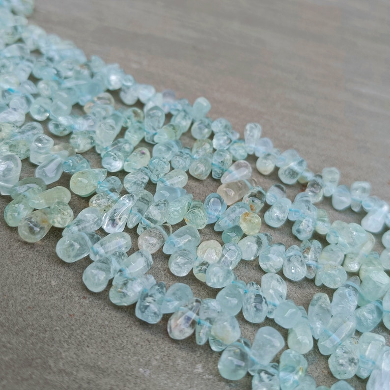 Aquamarine Smooth Drop Beads, AAA Aquamarine Smooth Drops Shape Beads Aquamarine Beads Aquamarine Drops Beads, Aquamarine Teardrop, 13 Inch image 2