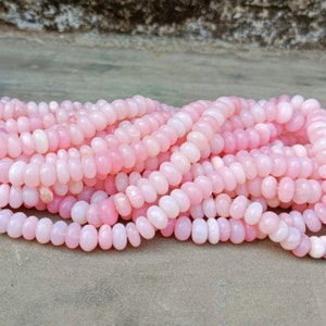 Pink Opal Smooth Rondelle Shape Beads, Beautiful Shaded Pink Opal Plain Handmade Gemstone Loose Bead AAA Quality Pink Opal Bead jewelry SALE